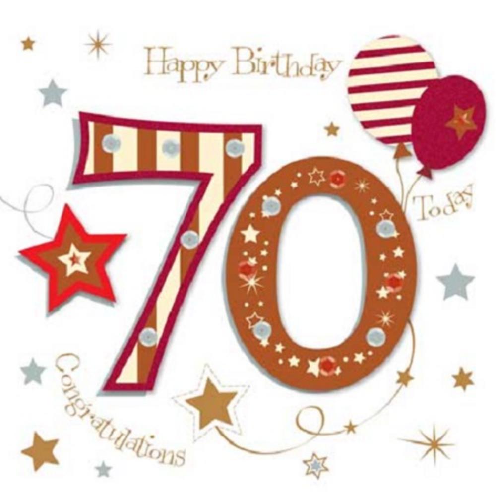 Поздравительная открытка на день рождения, семьдесят (70 лет)